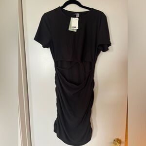 H&M Black Ruched Mini Dress